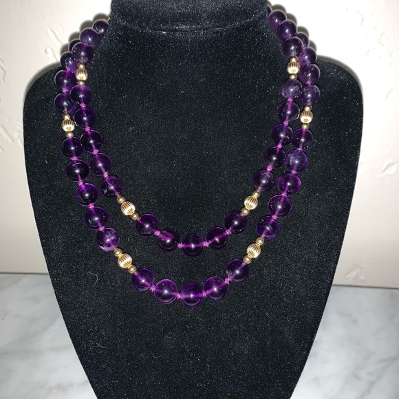 💗Gump’s 14k gold large bead Amethyst long necklace.  AAA++++quality!!! - Picture 9 of 9
